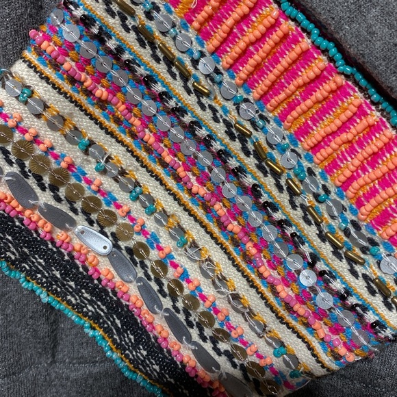 Beaded Embellishment added to a very soft cotton sweatshirt-cute ribbon tie back - Picture 2 of 4